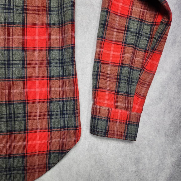 Bonobos Red Gray Plaid Flannel Slim Fit Long Sleeve Button Up Shirt Mens Medium - Picture 16 of 16